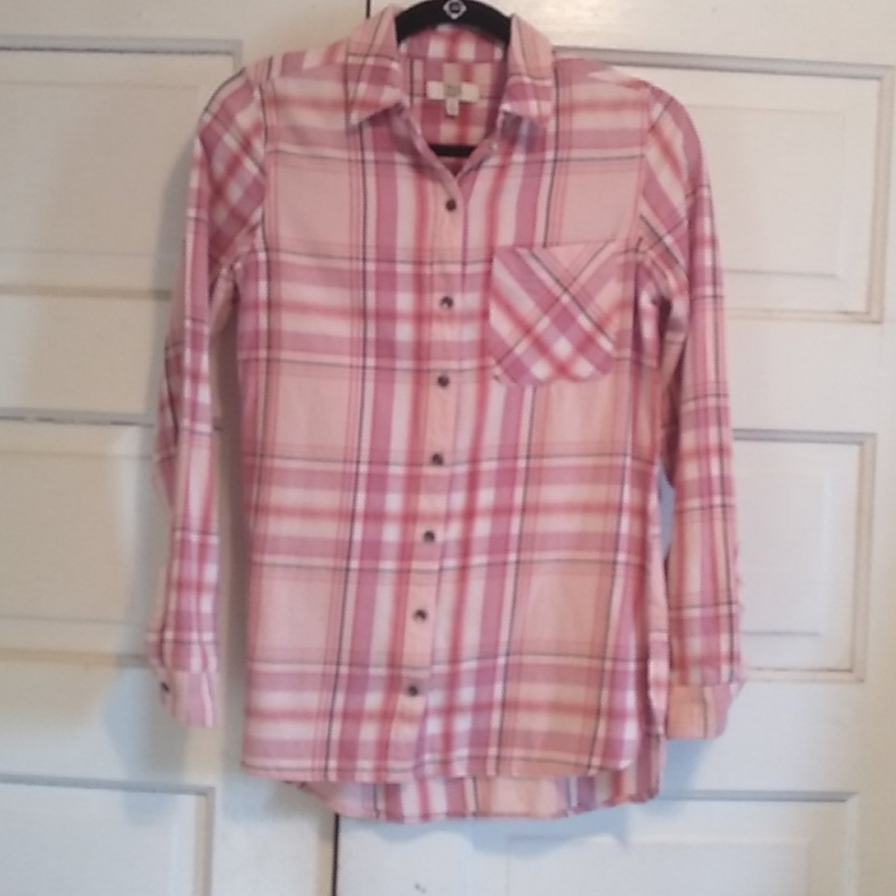 True Craft,100% Cotton Plaid Long Sleeve Shirt XS